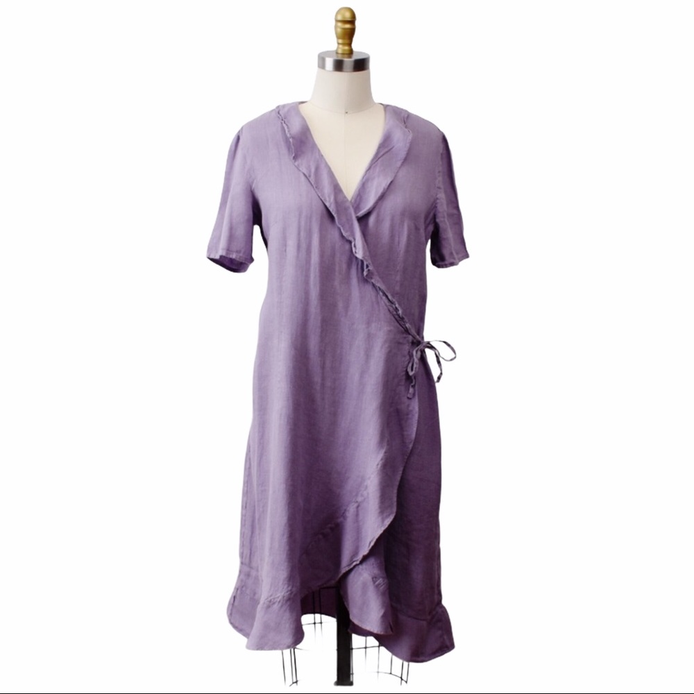 120% Lino Italian Linen Wrap Dress